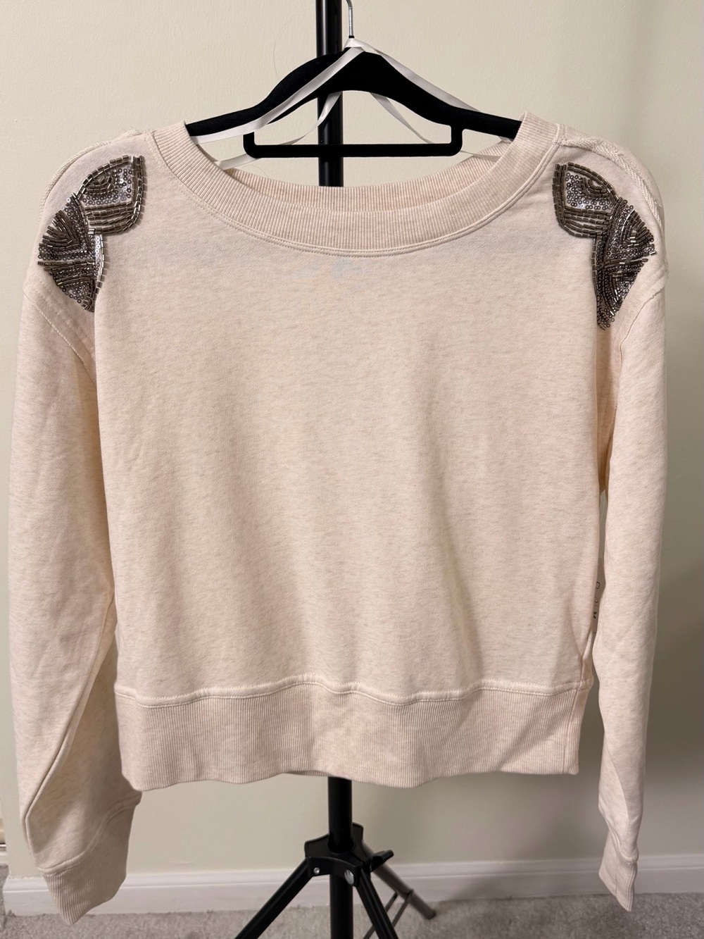 Jessica Simpson Khissa Beaded Crew Neck Pullover Sweatshirt Size S NWT